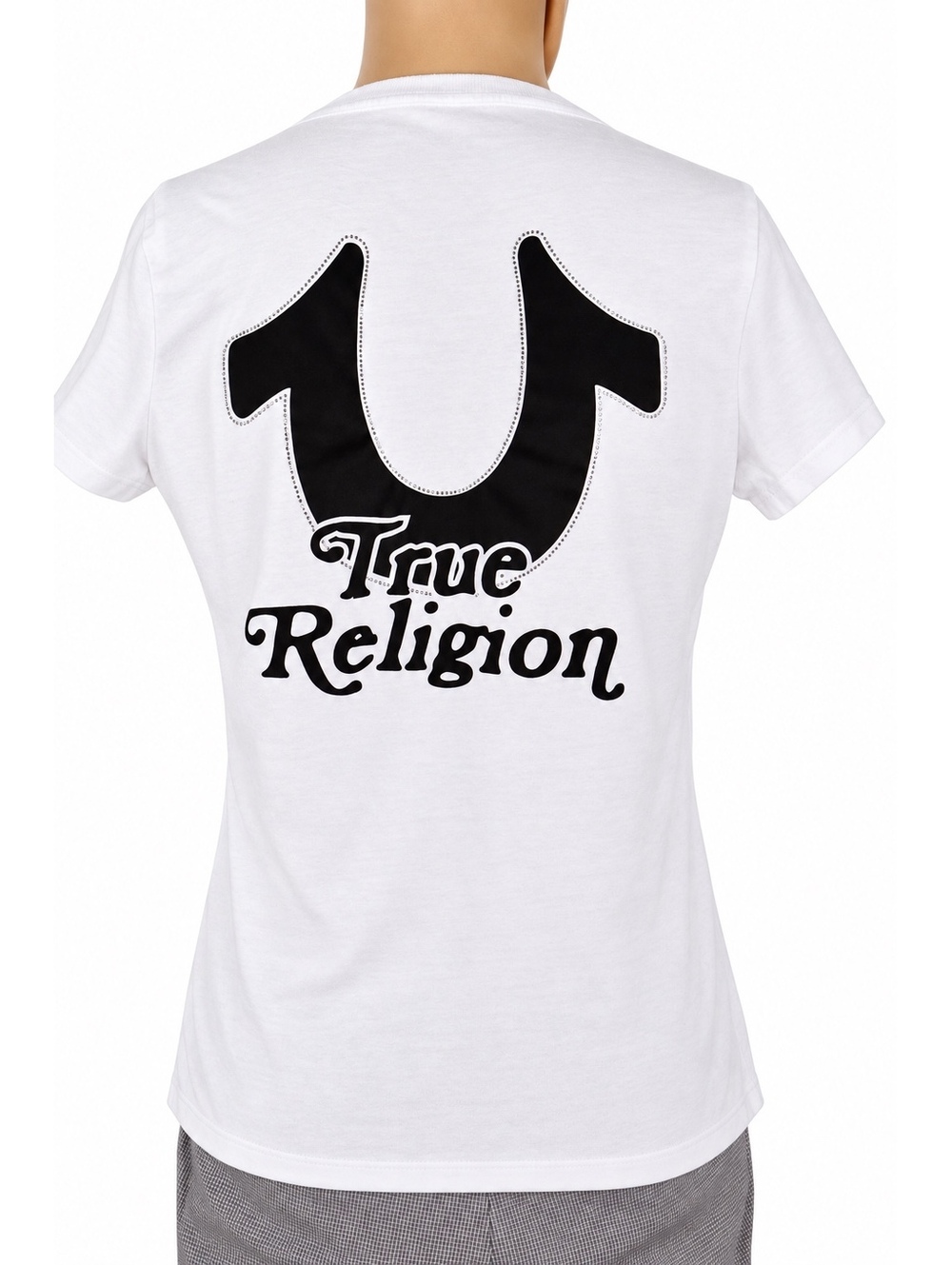 True Religion Women's White V-Neck Logo T-Shirt XL